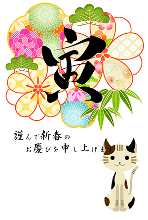 猫 年賀状 寅年 虎 無料年賀状 テンプレート 猫の年賀状 にゃん賀状 テンプレート 干支 寅年 虎 とら 令和4年 2022 無料