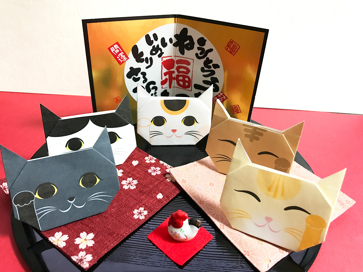 猫の作り方 猫 折り紙 ねこ cat 招き猫 正月 無料 pdf 印刷
