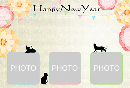 年賀状 にゃん賀状 猫の年賀状 猫 フォトフレーム 2021 無料