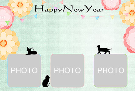 年賀状 にゃん賀状 猫の年賀状 猫 フォトフレーム 2021 無料